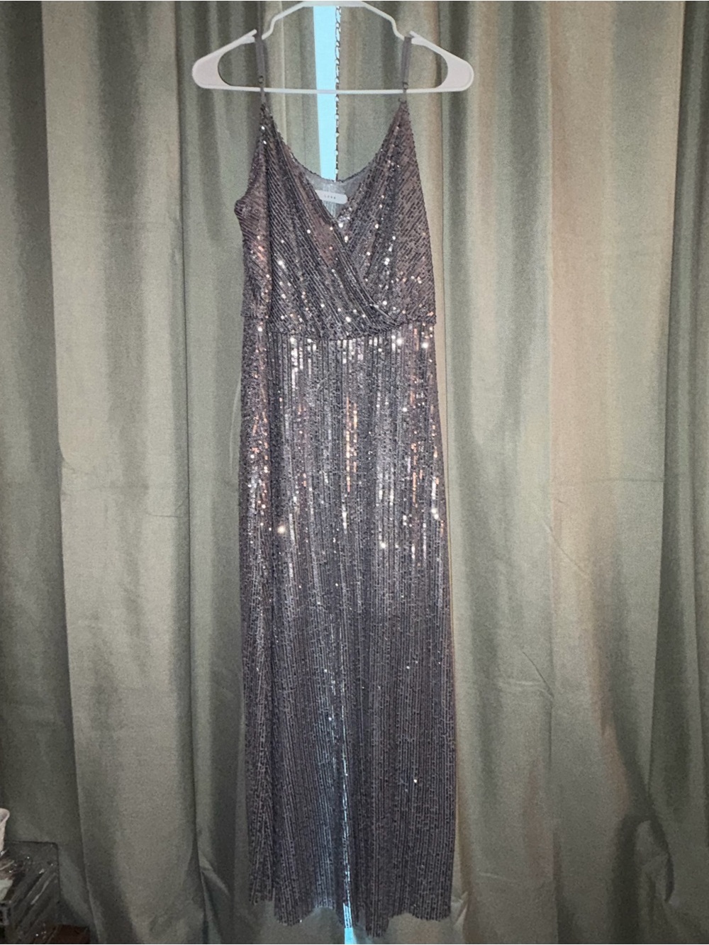 Lush Rose Gold Sequin V-Neck Maxi Dress